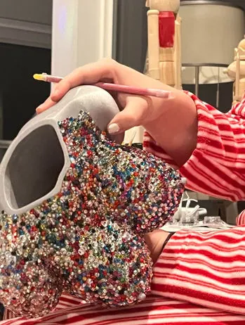 Rhinestone shoe in progress