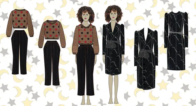 Brown and black looks on a star background