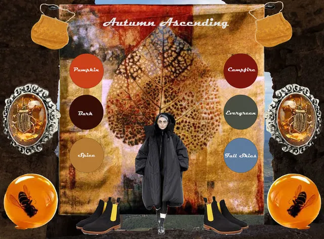 Autumn Ascending board with a rust, brown and blue palette