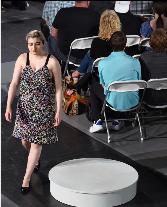 Sequin slip dress on the runway